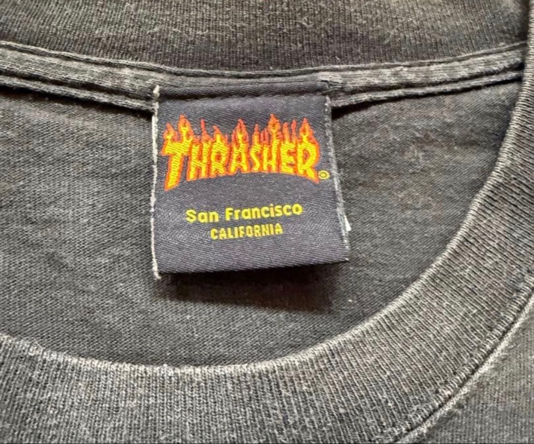90s THRASHER Tシャツ ブラック フェード モーション文字