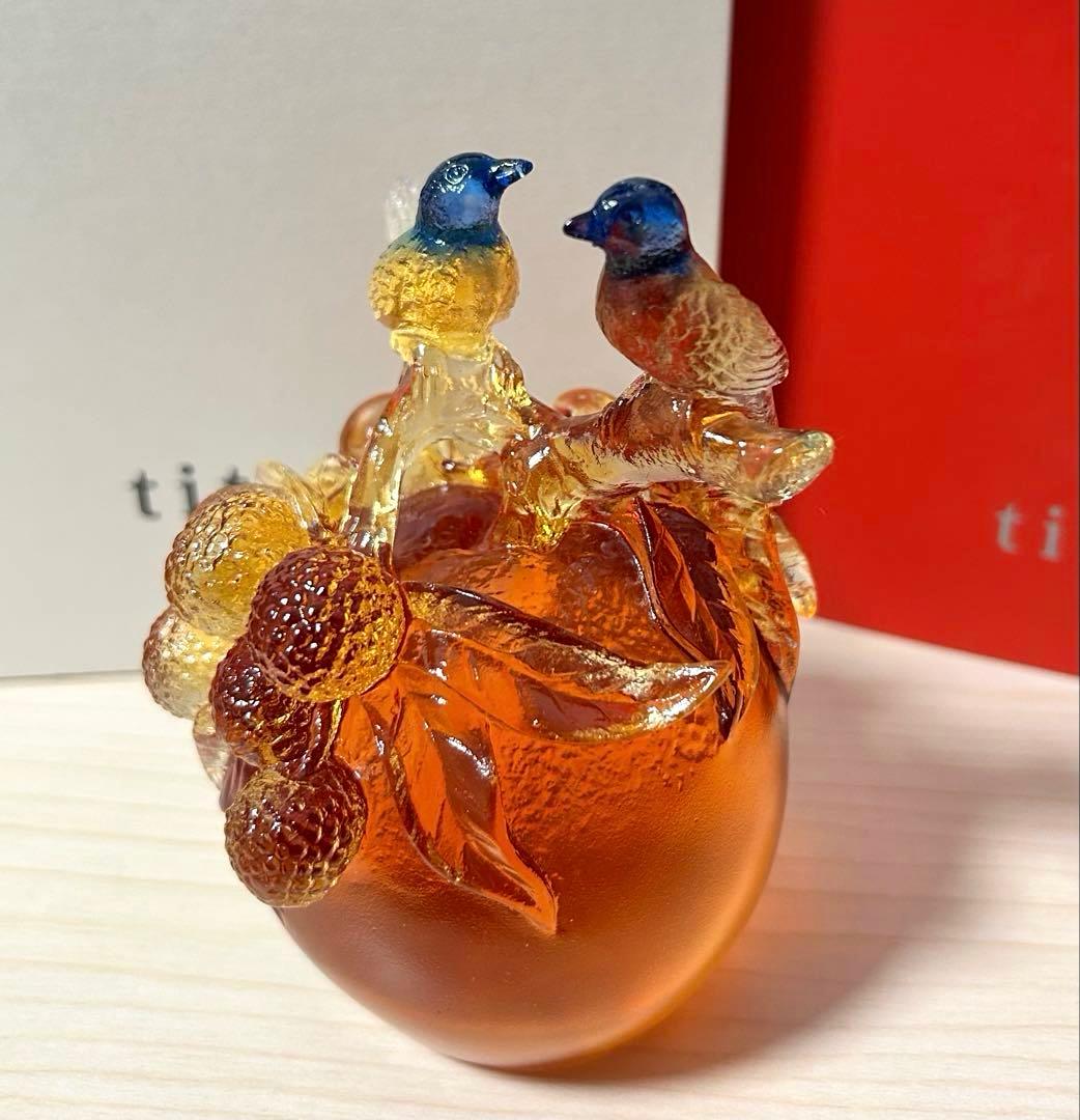 ※元箱付属未使用保管品　琉園 Tittot クリスタルガラス バード 置物