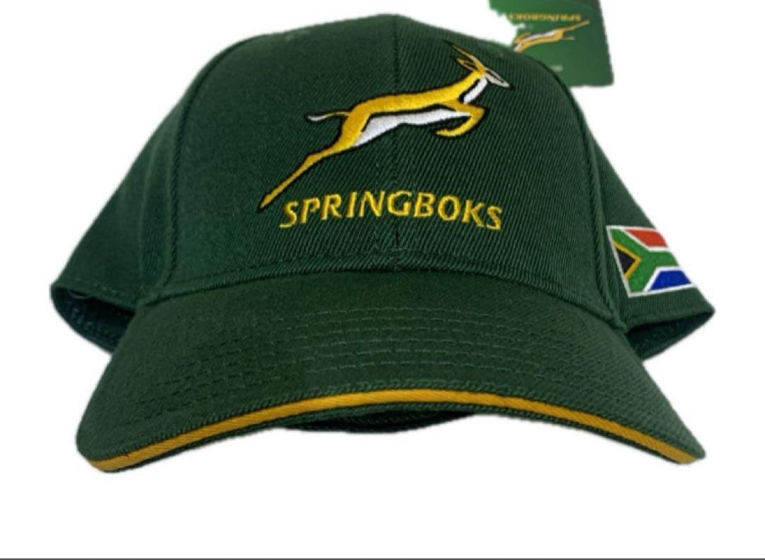 ラグビーSPRINGBOKS 南アフリカ代表キャップ 刺繍デザイン「緑」