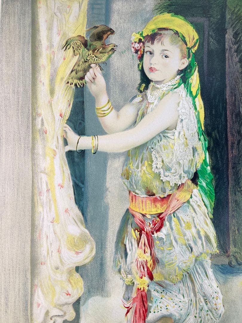 【真作】オーギュスト・ルノワール「鷹を持つ少女」リトグラフ 300部限定 版画