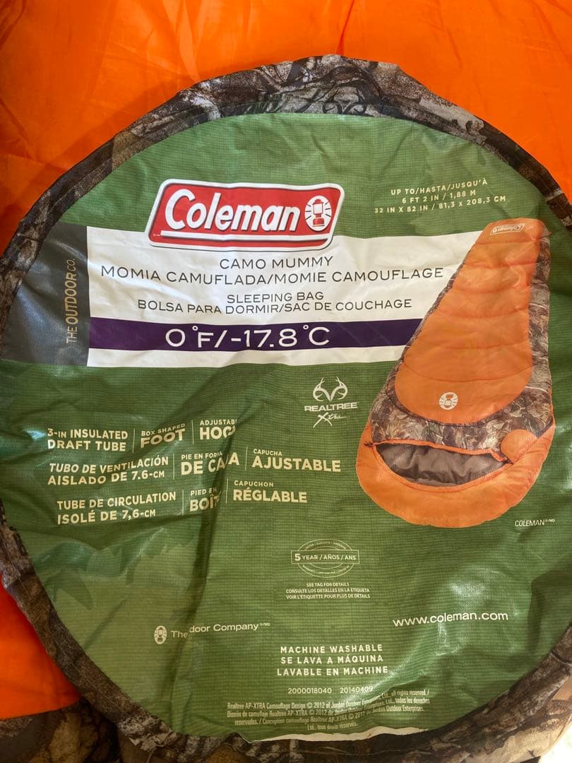 Coleman Camo Mummy 寝袋 0°F対応