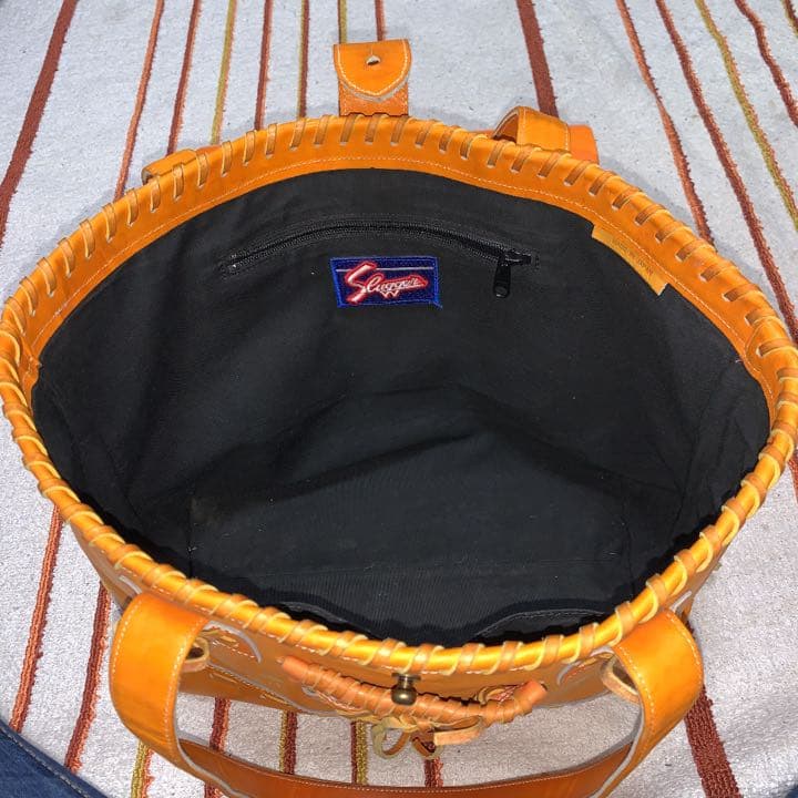 グラブ　グローブ　革　トートバッグ　トートバック　岩村明憲　サイン入り　鞄　中古