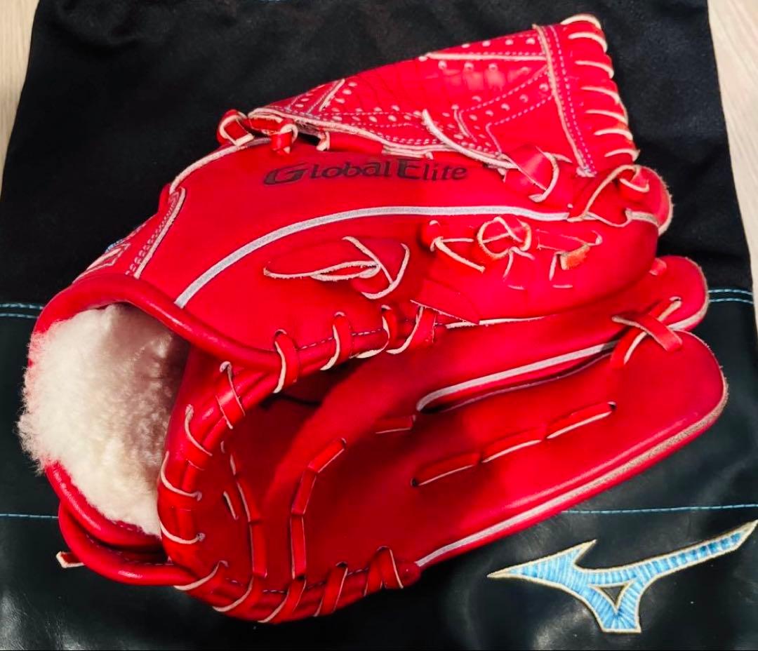 【美品】MIZUNO Global Elite　硬式用グローブ 投手用　朱色