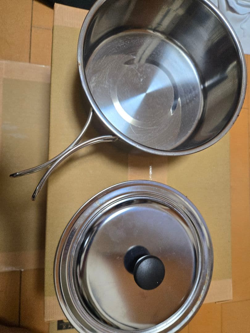 ステンレス鍋、シェラカップ、ミニカセットコンロ、 蓋付き 、スキットル