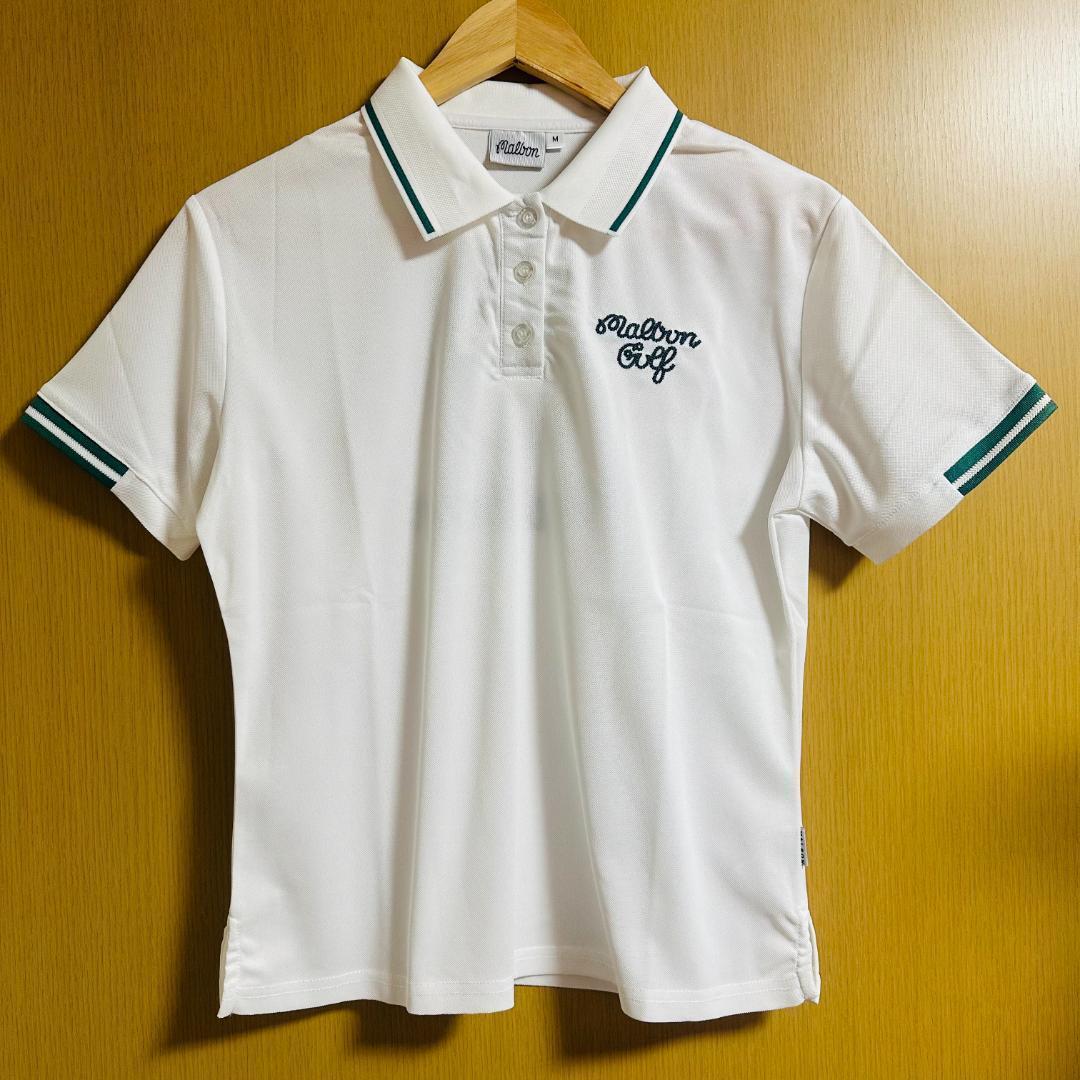 白色L マルボンゴルフ ポロシャツ Malbon Golf レディース シャツ