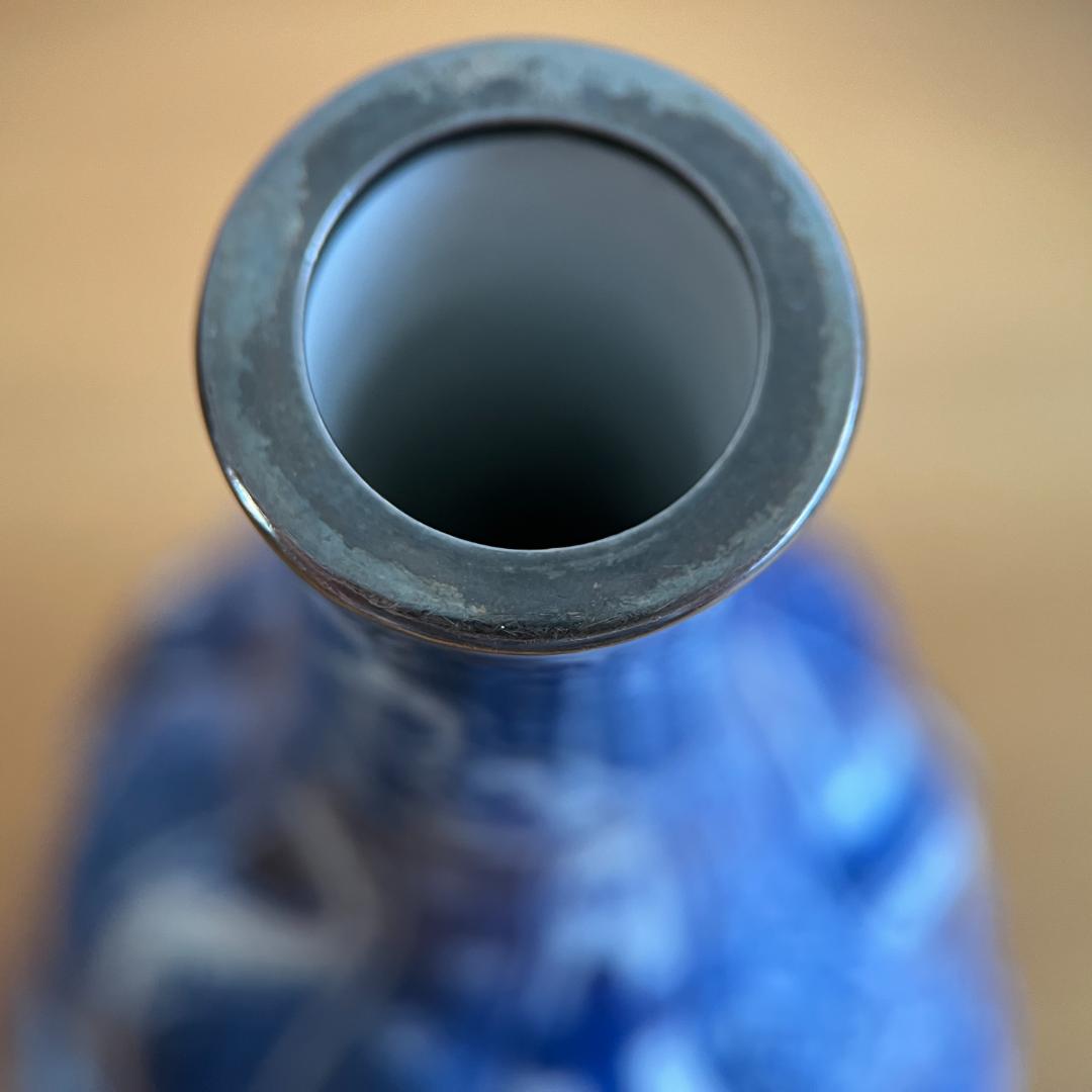 祥瑞 瓢箪形徳利 銀包口 古い伝来箱付 高20cm φ9.2cm